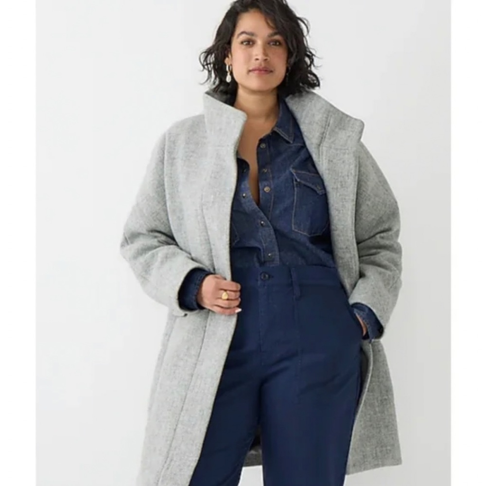 NWT - J Crew Stadium Cloth Cocoon Coat - Size 4 - Heather Dusk Gray